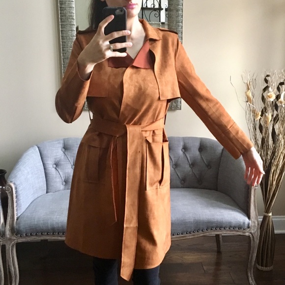 ✨NEW✨ LAST✨Suede Trench Coat - Picture 6 of 7